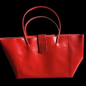 Hugo Vibrant Red leather small shopping tote Bag